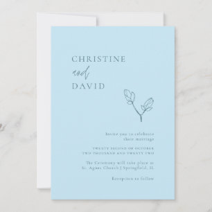 Minimalist Bohemian Soft Blue Wedding invitation