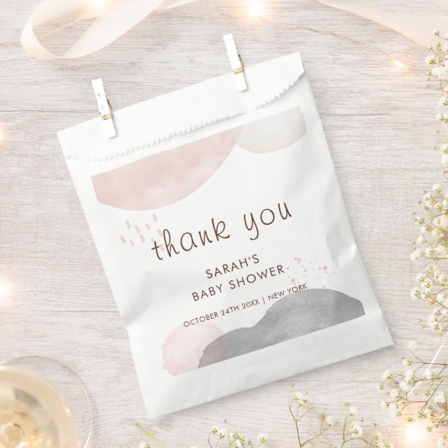 Minimalist Boho Abstract Baby Shower Thank You Favour Bags (Clipped)