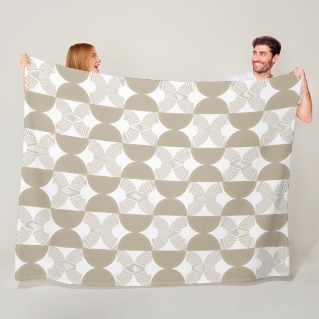 Minimalist Boho Abstract Geometric Arch Pattern Fleece Blanket (In Situ)