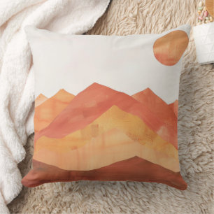 Minimalist Boho Abstract Mountain Landscape Cushion