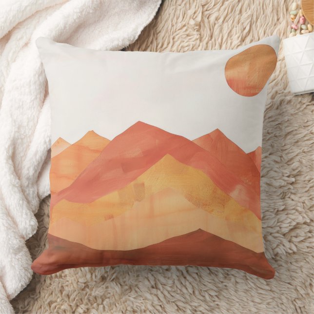 Minimalist Boho Abstract Mountain Landscape Cushion (Blanket)