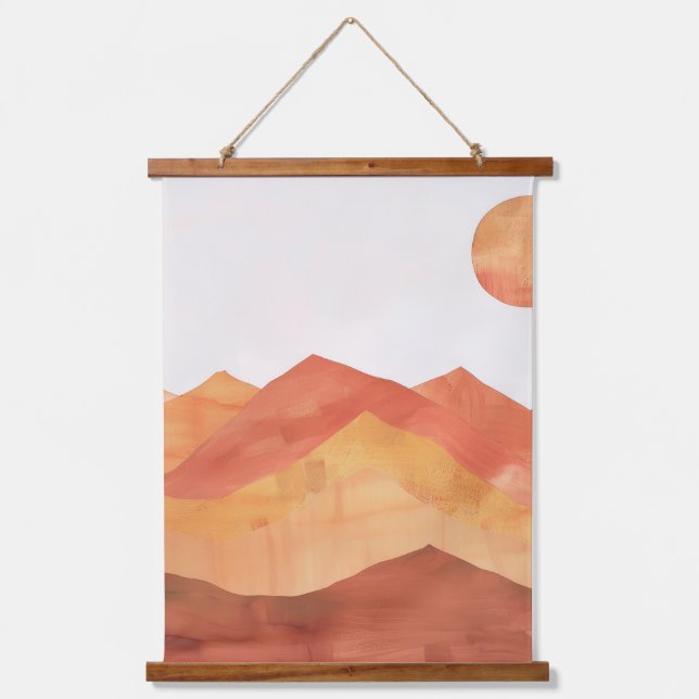 Minimalist Boho Abstract Mountain Landscape Hanging Tapestry (Front)