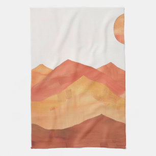 Minimalist Boho Abstract Mountain Landscape Tea Towel