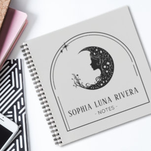 Minimalist Boho Arch Celestial Crescent Moon Notebook