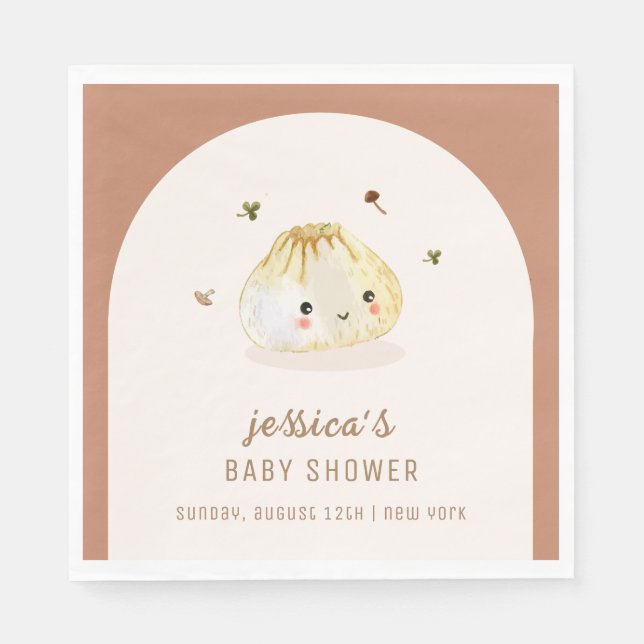 Minimalist Boho Arch Chinese Dumpling Baby Shower  Napkin (Front)