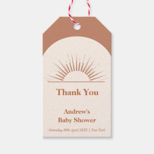 Minimalist Boho Arch Sunshine Baby Shower Gift Tags