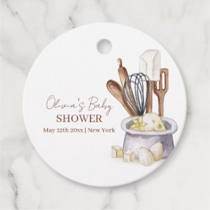 Minimalist Boho Bakery Chef Baby Shower Favour Tags