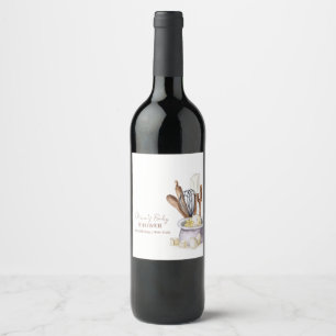Minimalist Boho Bakery Chef Baby Shower Wine Label