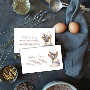 Minimalist Boho Bakery Chef Books For Baby Shower Enclosure Card