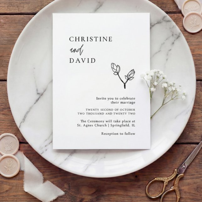 Minimalist Boho Black and White Wedding invitation (Creator Uploaded)