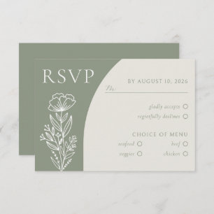 Minimalist Boho Botanical Sage Green RSVP Enclosure Card