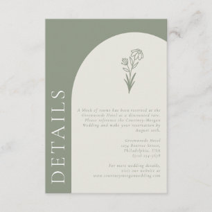 Minimalist Boho Botanical Sage Wedding Details Enclosure Card
