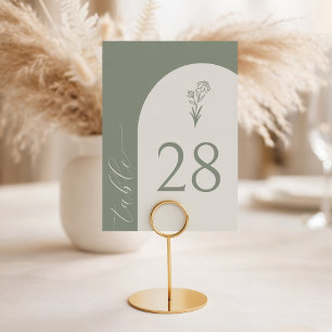 Minimalist Boho Botanical Sage Wedding Table Number