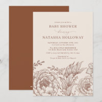 Minimalist Boho Botanical Terracotta Baby Shower