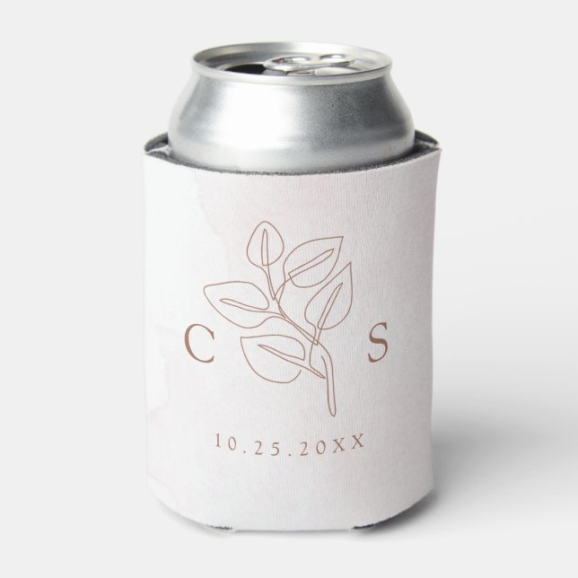 Minimalist Boho Botanical Terracotta Wedding  Can Cooler (Can Front)