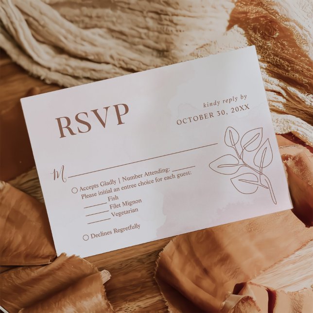 Minimalist Boho Botanical Terracotta Wedding  RSVP Card (Creator Uploaded)