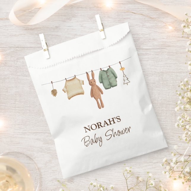 Minimalist Boho Boy Clothes Baby Shower  Favour Bags (Clipped)