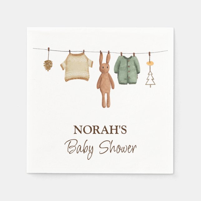 Minimalist Boho Boy Clothes Baby Shower  Napkin (Front)