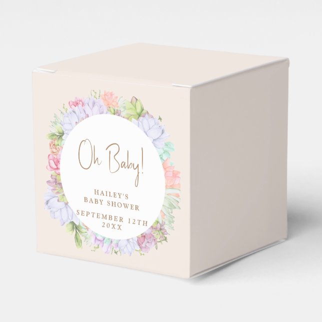 Minimalist Boho Cactus Desert Baby Shower  Favour Box (Front Side)