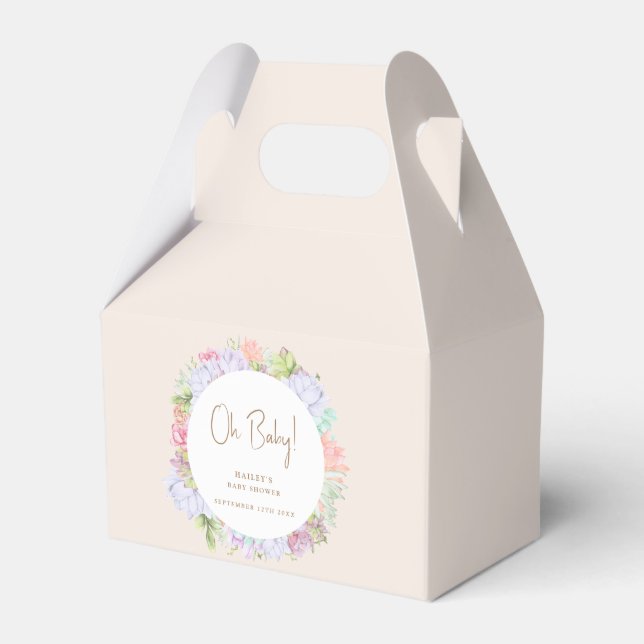 Minimalist Boho Cactus Desert Oh Baby Shower  Favour Box (Front Side)