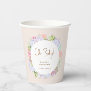 Minimalist Boho Cactus Desert Oh Baby Shower  Paper Cups