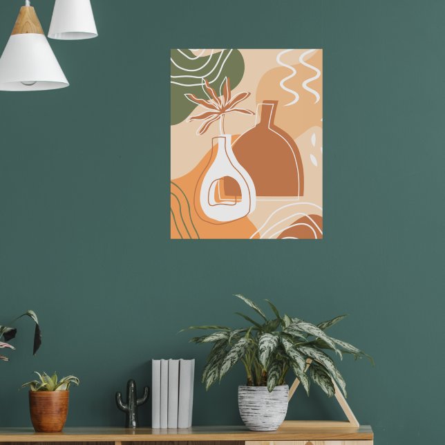 Minimalist Boho Chic Botanical Vase Art Posters (Living Room 1)