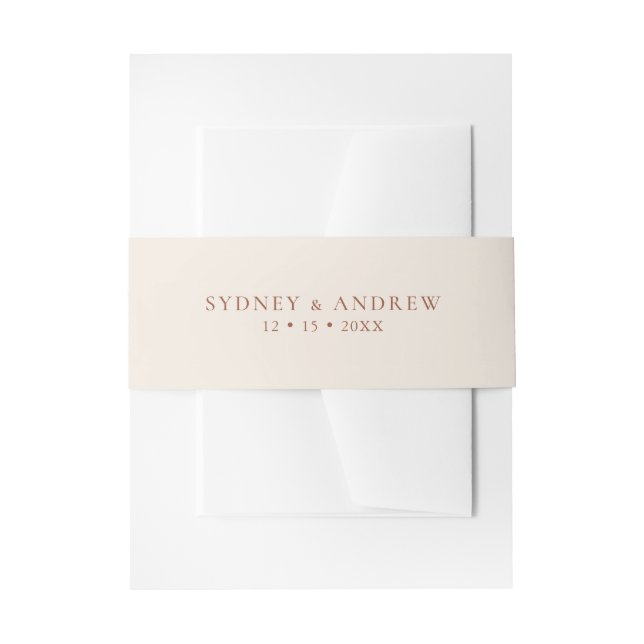 Minimalist Boho Chic Terracotta Wedding Invitation Belly Band (Front Example)