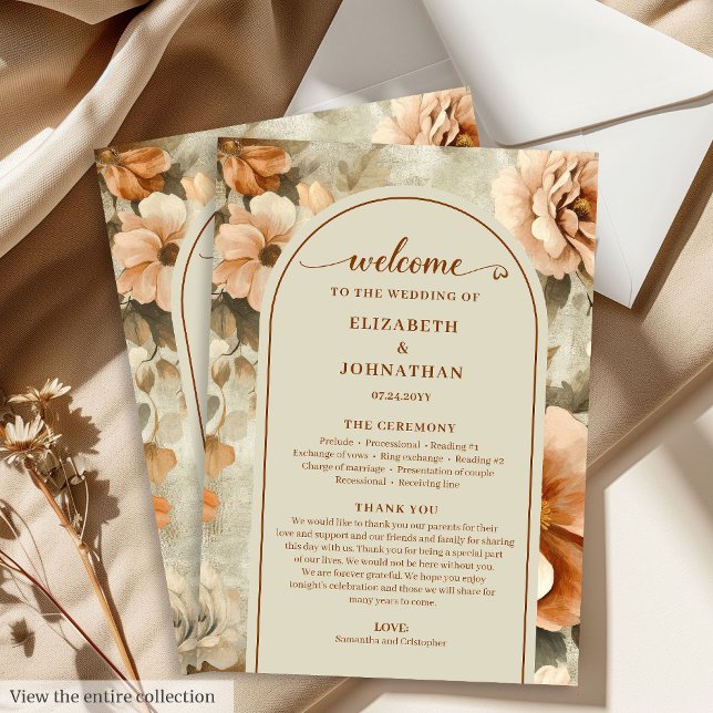 Minimalist Boho Copper Ivory Sage Floral Wedding  Programme (Minimalist Boho Copper Ivory Sage Floral Wedding Program

)