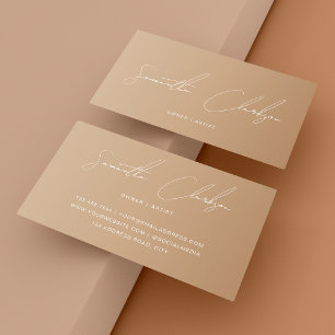 Minimalist Boho Cream Beige Handwritten Script Business Card