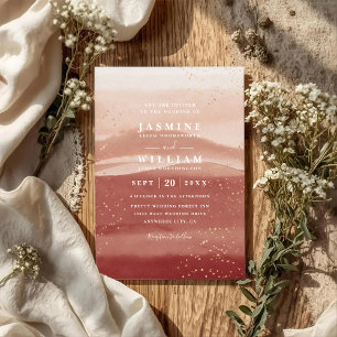 Minimalist Boho Desert Terracotta QR Code Wedding Invitation