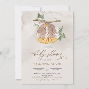 Minimalist boho dress clothesline floral Girl Invitation