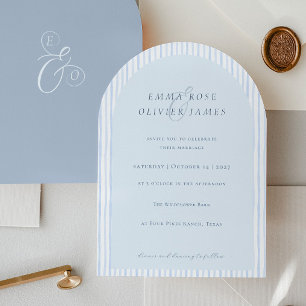 Minimalist Boho Dusty Blue Wedding Invitation