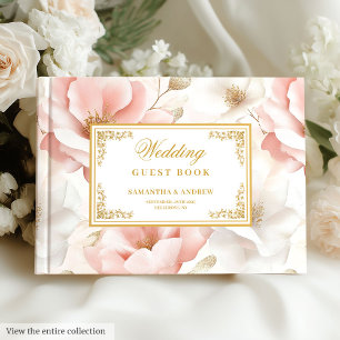 Minimalist Boho Dusty Pink Ivory Gold Guest Book