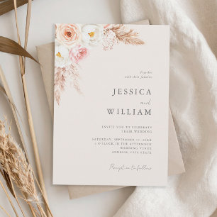 Minimalist Boho Fall Floral Wedding Invitation