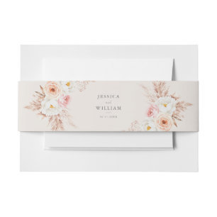 Minimalist Boho Fall Floral Wedding Invitation Belly Band