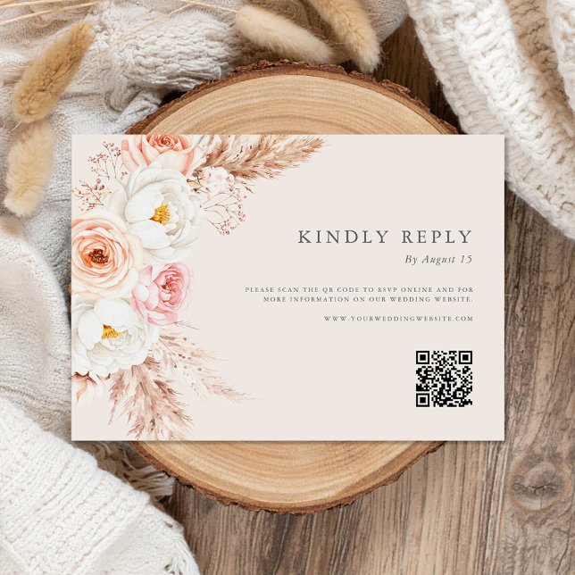 Minimalist Boho Fall Floral Wedding RSVP Card (Creator Uploaded)