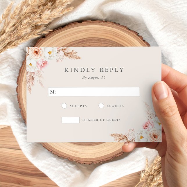 Minimalist Boho Fall Floral Wedding RSVP Card (Creator Uploaded)