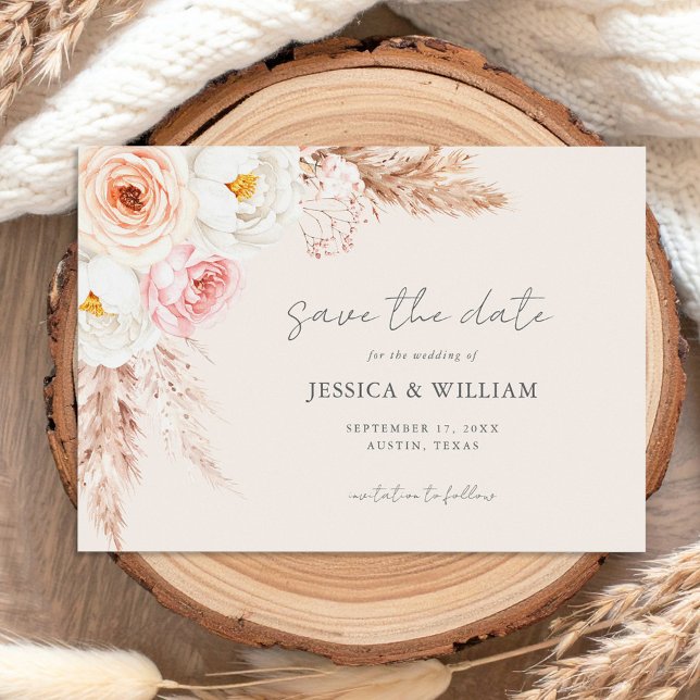 Minimalist Boho Fall Floral Wedding Save The Date (Creator Uploaded)