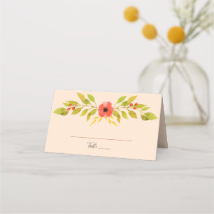 Minimalist Boho Fall Flower Wedding Place Card