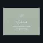 Minimalist Boho Floral Moved Address Sage Green Postcard<br><div class="desc">Minimalist Boho Floral Drawing We've Moved Address Postcard in Dusty Sage Green</div>