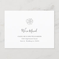 Minimalist Boho Floral We've Moved Address White