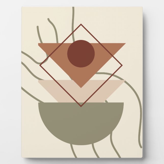 Minimalist Boho Geometric Wall Art – Beige & Earth Plaque (Front)
