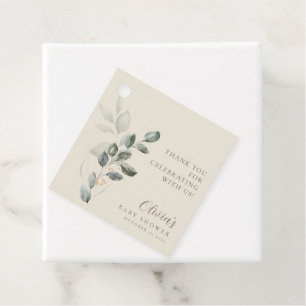 Minimalist Boho Gold Greenery Baby Shower Favour Tags