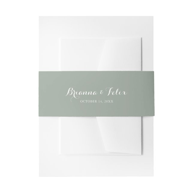 Minimalist Boho Green Wedding  Invitation Belly Band (Front Example)