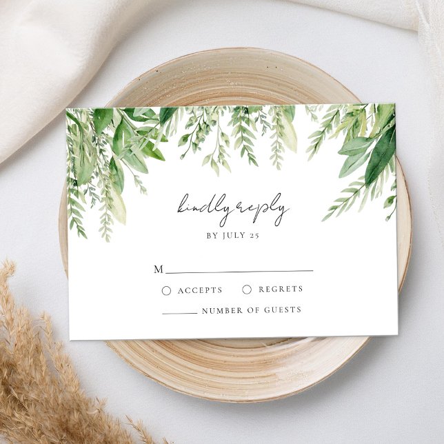 Minimalist Boho Greenery Wedding RSVP Card (Creator Uploaded)