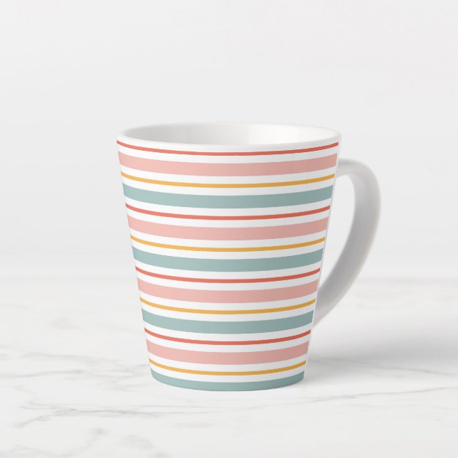 Minimalist Boho Horizontal Lines Soft Earth Tones  Latte Mug (Right Angle)