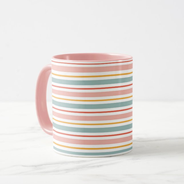 Minimalist Boho Horizontal Lines Soft Earth Tones  Mug (Front Left)