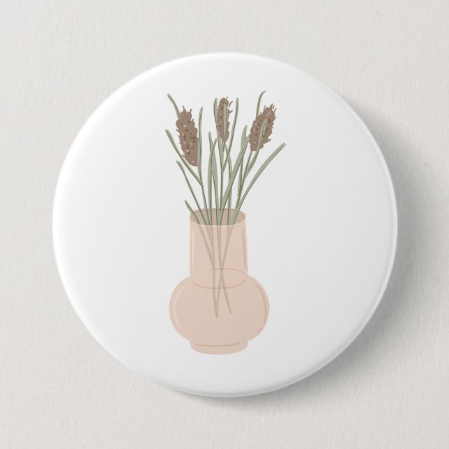 Minimalist Boho Lavender in Glass Vase 7.5 Cm Round Badge (Front)