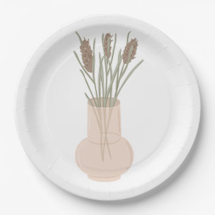 Minimalist Boho Lavender in Glass Vase Paper Plate