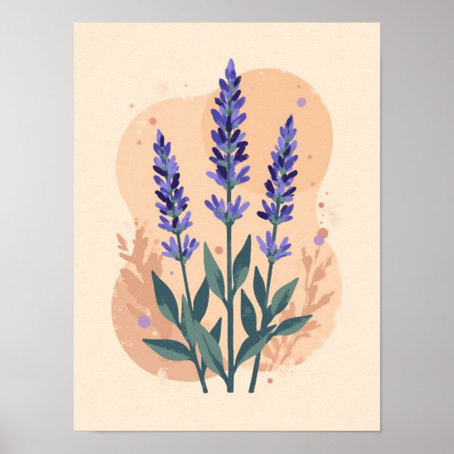 Minimalist Boho Lavender Sprigs Abstract Wall Art (Front)